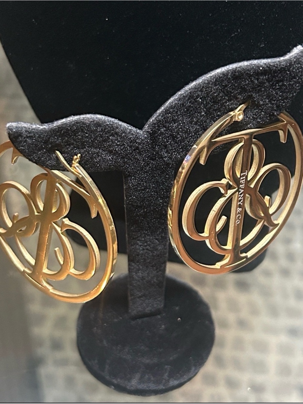 Gold Monogram Openwork Hoop Earrings